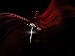 Woman red cape sword cloak - a red cloak free wallpaper