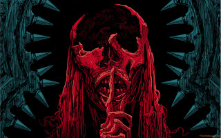 Skeleton knife demon face poster - its mouth free wallpaper