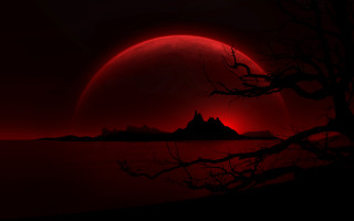 Red sun setting water mountain - a red sun free wallpaper