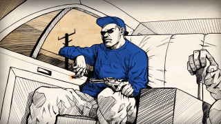 Man couch gun drawing blue - blueprint free wallpaper