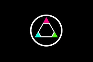 Black background white circle triangle - modular free wallpaper