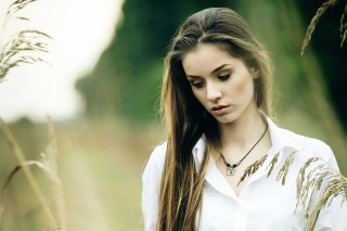 Woman long hair field cellphone - her cell phone free wallpaper