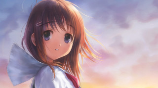 Girl longhair whiteshirt redtie looking - red tie free wallpaper