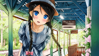 Woman hat blue eyes train - a sign free wallpaper