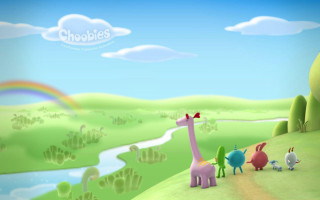 Animals hill river rainbow sky - a group of animals free wallpaper