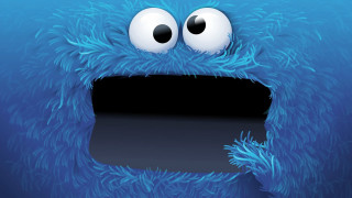 Blue monster big eyes black 2 - mouth free wallpaper