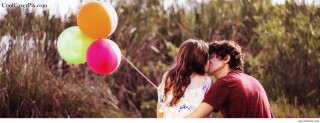 Couple kissing balloons field grass - tall grass and trees free wallpaper