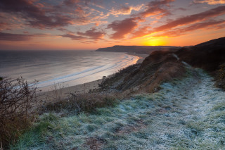 Beach path sunset water foreground - a path free wallpaper