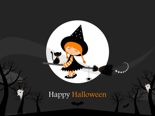 Little girl witch flying broom - a little girl free wallpaper