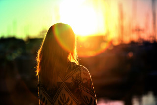 Woman sunset back hair air - a sunset free wallpaper