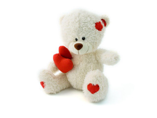 White teddy heart toy rose - its chest free wallpaper