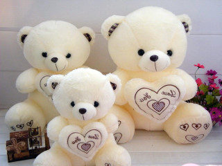White teddy bears flower table - a photocopy free wallpaper