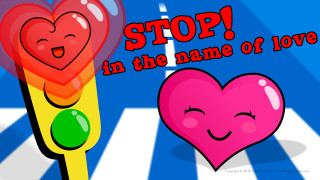 Stop sign heart rainbow caption - a caption free wallpaper