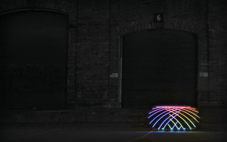 Neon light dark street brick - rim free wallpaper