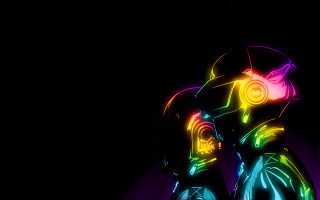 Neon colored robot black background - a neon free wallpaper