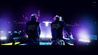 Black shirt men city lights - synthwave free wallpaper