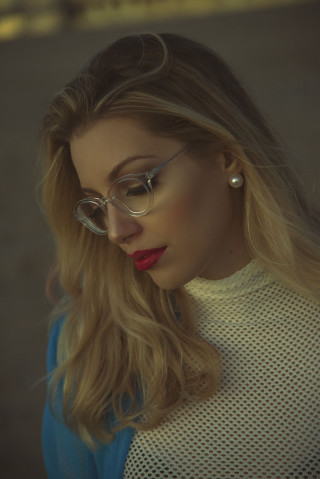 Woman glasses sweater cellphone outside - outside free wallpaper