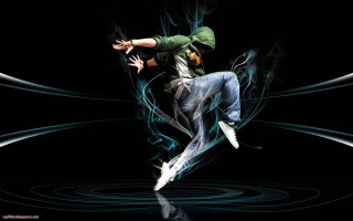 Dancing man air arms out - his leg free wallpaper