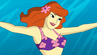 Feminist cartoon woman ocean swimming - her head free wallpaper
