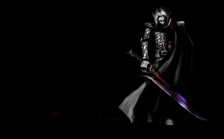 Man black robe sword skull - his hand and a skull free wallpaper