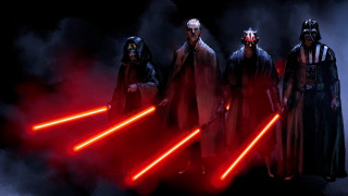 Costumed people lightsabers faces hands - their face free wallpaper