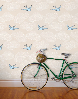 Bike parked wall birds wallpaper - bird free wallpaper
