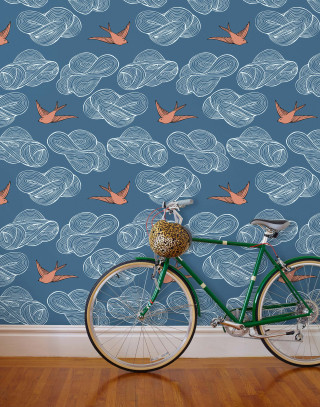 Bicycle parked wall bird wallpaper - bird free wallpaper