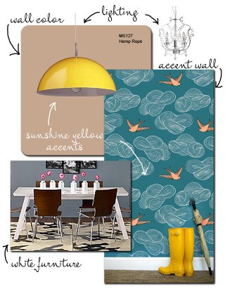 Yellow umbrella blue wallpaper birds - a yellow umbrella free wallpaper