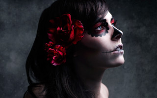 Woman makeup flower hair looking - portrait photography free wallpaper for desktop