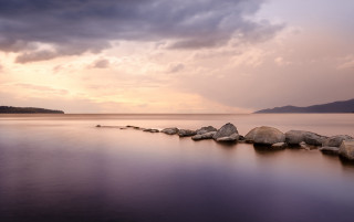 Rocks lake cloudy sky clouds - under free wallpaper