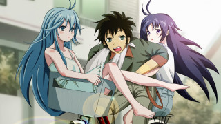 Anime characters bench city street - building free wallpaper