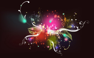 Colorful flower swirls bubbles black - swirl free wallpaper