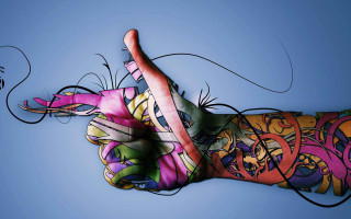 Hand painted tattoo blue background - arm free wallpaper