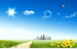 Sunny day path flowers city - a path free wallpaper
