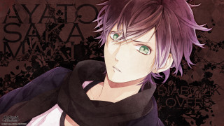 Purple haired man green eyes - a black shirt free wallpaper
