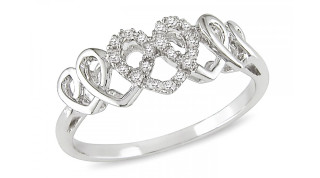 White gold ring three hearts - art deco free wallpaper