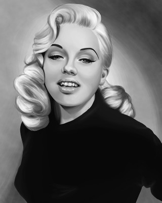 Blonde woman black shirt drawing - gray free wallpaper