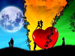Couple heart moon tree man - felipe seade free wallpaper
