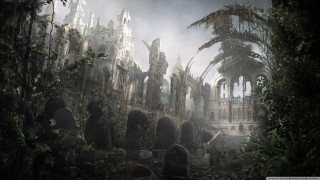Ruined building forest trees plants - cedric peyravernay free wallpaper