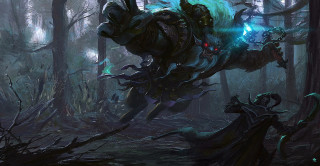 Demonic creature forest glowing light - demonic free wallpaper