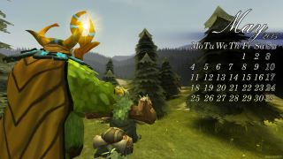 Calendar cartoon character forest dragon - a forest setting free wallpaper
