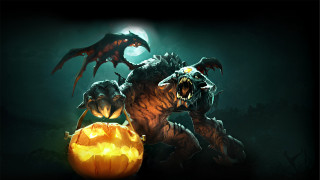Demonic monster pumpkin mouth full 2 - a full moon in the background free wallpaper