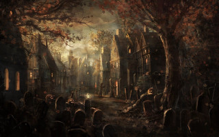 Cemetery painting background foreground artwork - andreas rocha free wallpaper