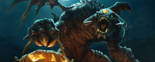 Giant monster glowing eye pumpkin - full free wallpaper