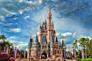 Castle sky background clouds blue - a castle free wallpaper