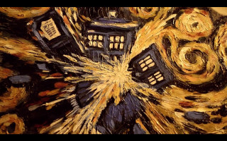 Doctor exploding fire stars background - expressionism free wallpaper