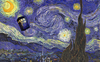 Tardish floating sky stars night - postimpressionism free wallpaper