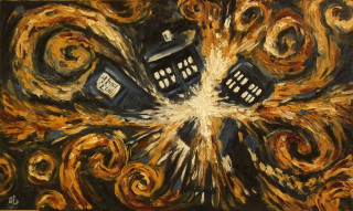 Tardish phonebooth swirl blackfire campfire - canvas free wallpaper