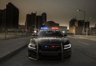 Police car night city lights 2 - intimidating lighting free wallpaper