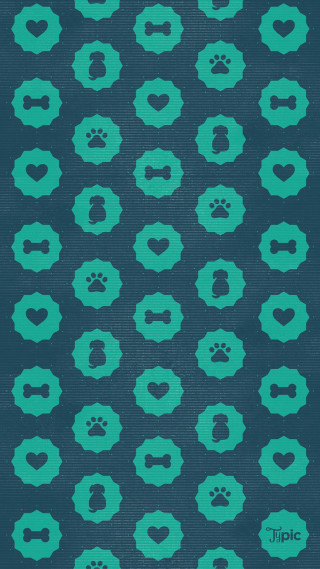 Blue green background hearts paws - the middle free wallpaper